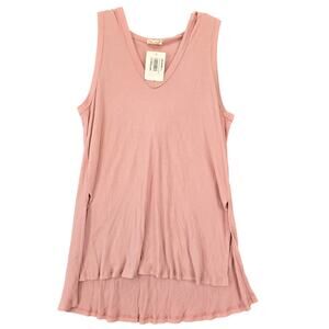 Anthropologie Maronie Pink Shirt NEW Preppy Tunic Hoodie Sleeveless Women Size S
